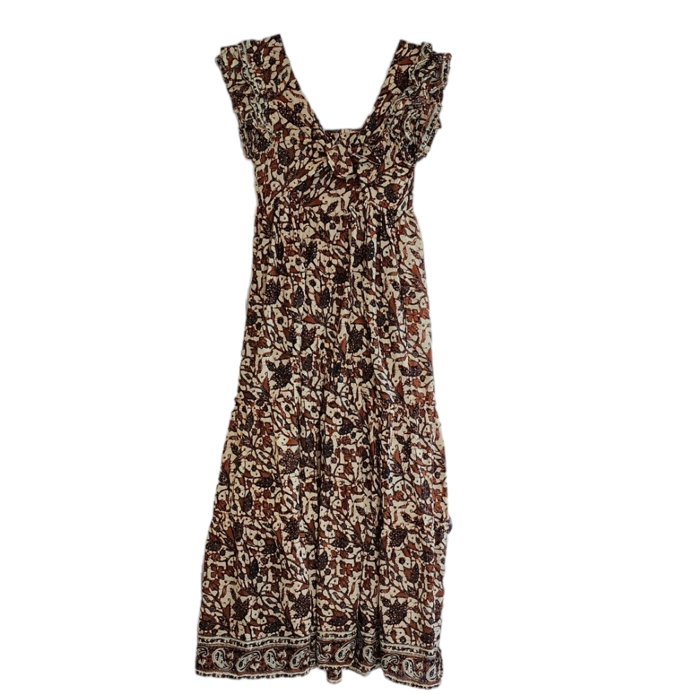 House of Harlow 1960 Nicole Richie Cut Out Tiered Maxi Dress XS Mable brown - Picture 8 of 11
